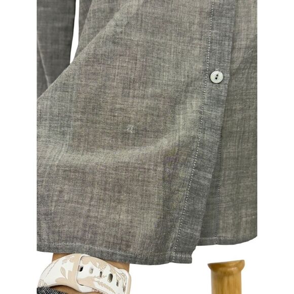 Eileen Fisher System Size XS Button Up Tunic Top Lightweight Cotton Cupro Gray - Picture 6 of 10